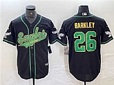 Men's Philadelphia Eagles #26 Saquon Barkley Black Gold Cool Base Baseball Stitched Jersey,baseball caps,new era cap wholesale,wholesale hats